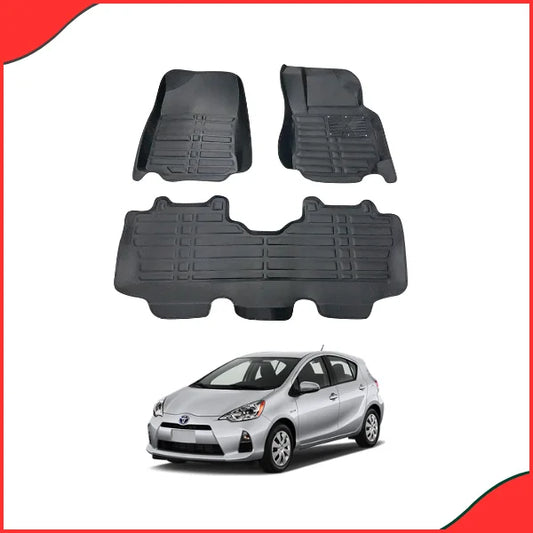 Toyota Aqua 5D Custom Floor Mats – Black  3-Piece Set (2012–2021)