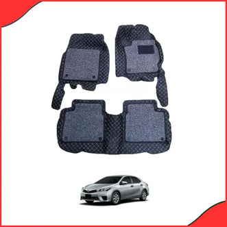 Toyota Corolla 9D Floor Mats – Black with Grey Grass Design (2014–2021  3-Piece Set)