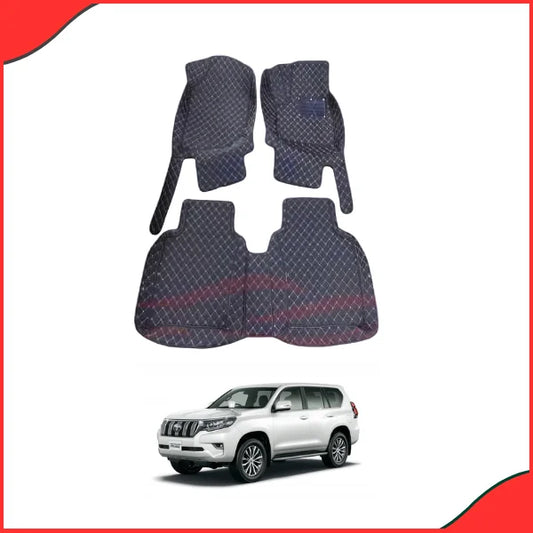 Toyota Prado 7D Floor Mats (Black, 3 Pcs) – Custom Fit 2009–2021