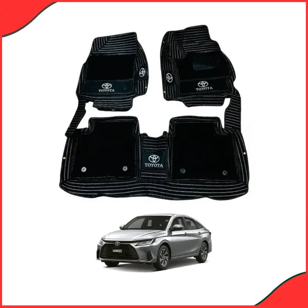 Grass Black 10D Floor Mats for Toyota Yaris 2020–2023