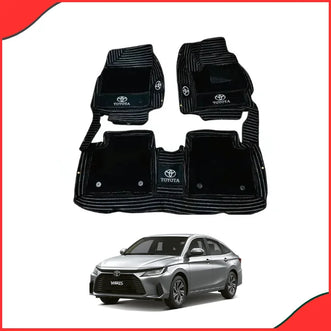 Toyota Yaris 2020–2023 10D Floor Mats – Black with Grass Texture (3 Pcs Set)