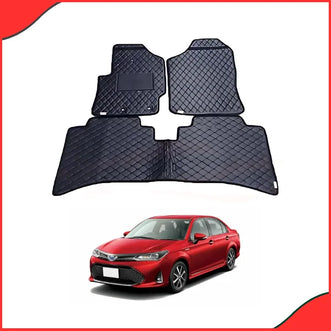 Toyota Corolla Axio 2012–2018 7D Eco Floor Mats – Black Stitched (3 Pcs Set) - best floor mats in pakistan