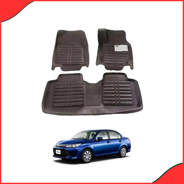 Toyota Corolla Axio 5D Custom Floor Mats – Black  3-Piece Set (2018-2021) - High Quality