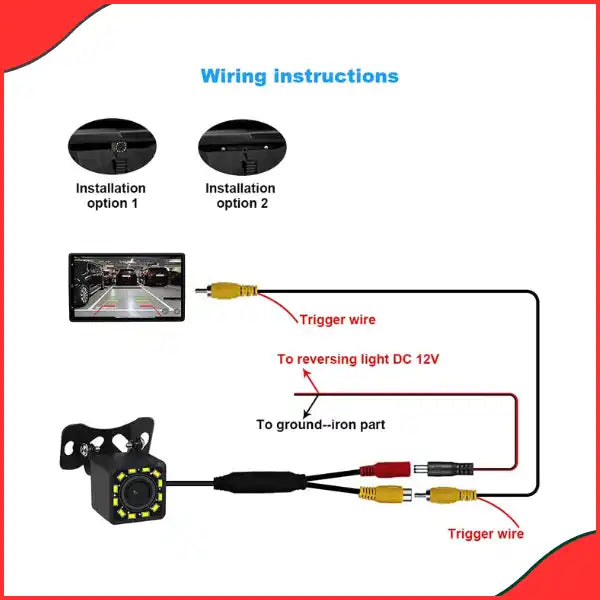 Universal Car Rear View Camera 12 LED Waterproof & Wide Angle View