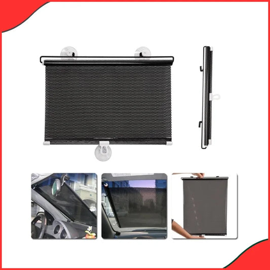 Universal PVC Rolling Car Sun Shade – Retractable & Foldable Front Windshield Screen (50cm x 125cm)
