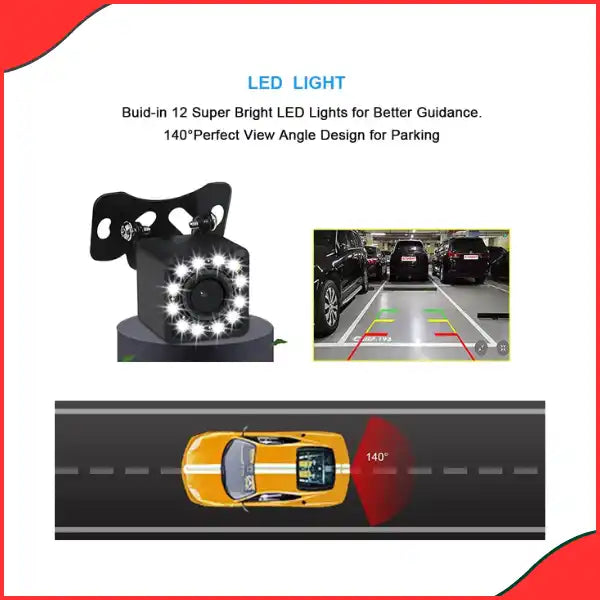 Universal Car Rear View Camera 12 LED Waterproof & Wide Angle View