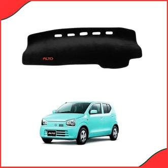 Suzuki Alto 660cc interior with the installed velvet dashboard mat, demonstrating glare reduction and heat protection.