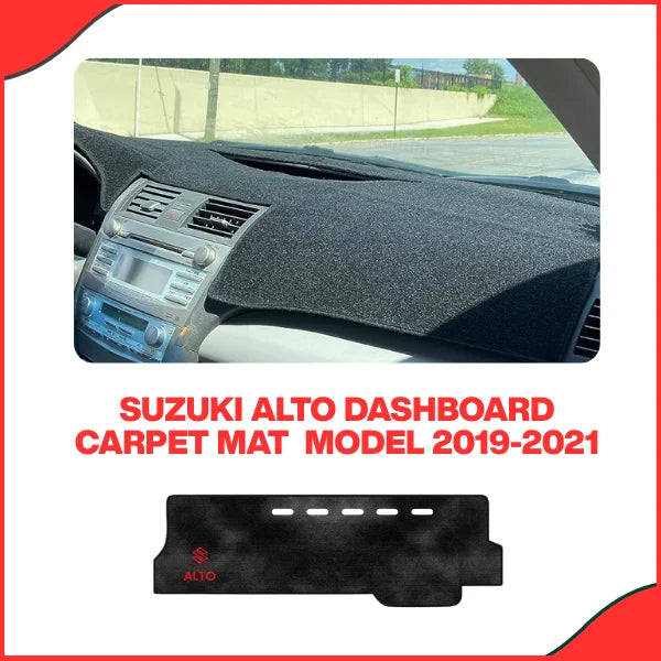 Close-up of the Suzuki Alto 7D Dashboard Mat (2019-2021), demonstrating the custom, anti-glare surface and precision fit around vents.