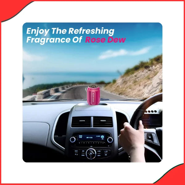BLACK ODOR BO-8 Rose Dew air freshener placed inside a car interior, demonstrating the elegant, long-lasting fragrance effect.