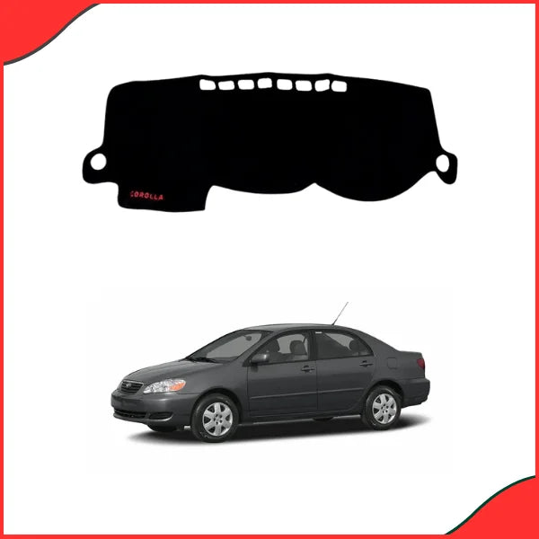 Installed dashboard mat in the Toyota Corolla 2002-2008 interior, demonstrating effective anti-glare function and heat resistance.