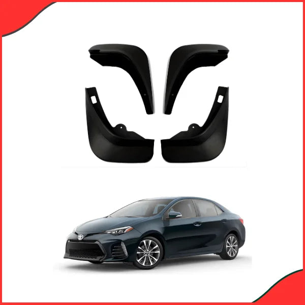 Toyota Corolla 2014-2017 Black Mud Flaps 4 Pcs Custom Fit Installed View (11th Gen)