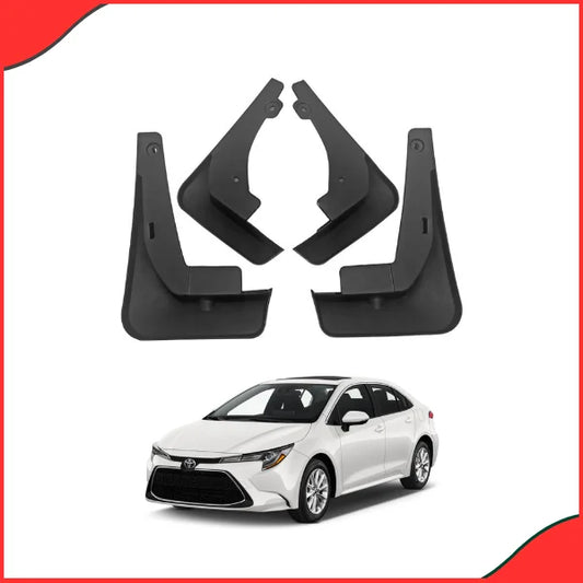 Toyota Corolla 2017-2021 Black Mud Flaps 4 Pcs Custom Fit Installed View (Facelift)