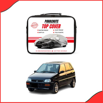 Daihatsu Coure Water Resistant Parachute Top Cover fitted on compact hatchback - front view