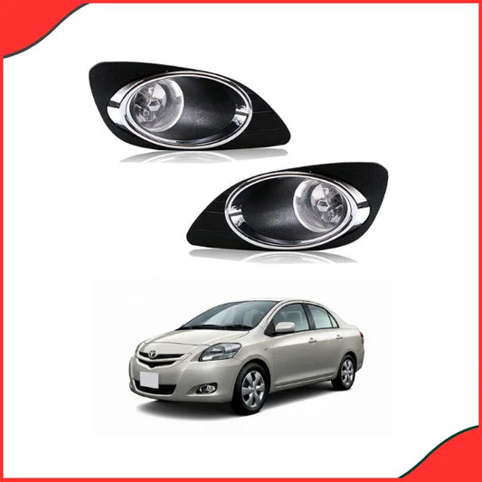 DLAA TY170D H11 Fog Lights with Chrome Trim installed on a Toyota Belta 2005-2012