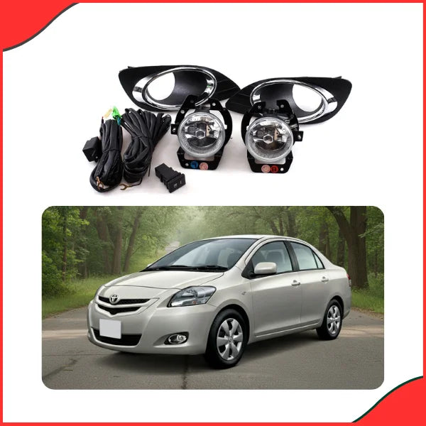 Close-up view of the DLAA TY170D Fog Lamp assembly with Chrome for Toyota Belta