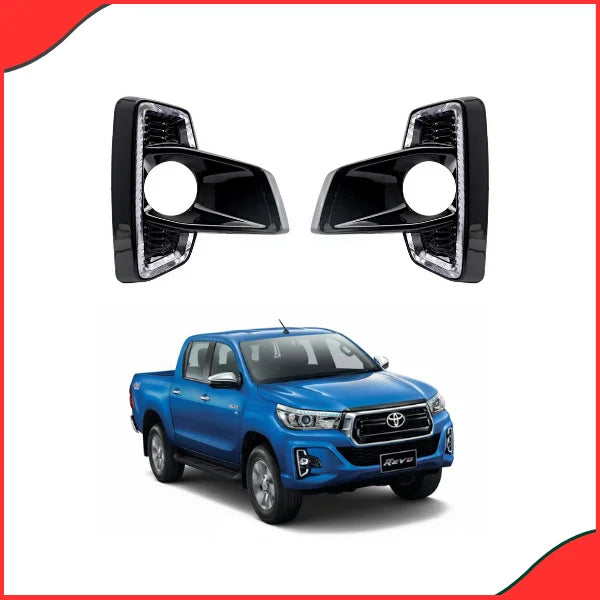 Close-up view of the DLAA TY879 LED Fog Light and DRL unit for Hilux Revo