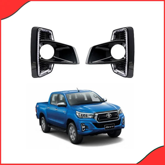 Close-up view of the DLAA TY879 LED Fog Light and DRL unit for Hilux Revo