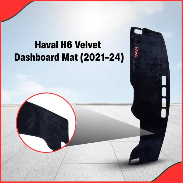 Precision-cut Velvet Black Dashboard Carpet Cover for Haval H6 2021-2024, featuring superior heat resistance.