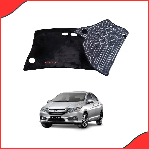 Custom-fit Velvet Dashboard Mat for Honda City 2015 (6th Gen), offering UV and heat protection.