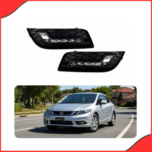 Installed view of DLAA HD552 LED Fog Lights on a 9th Gen Honda Civic (2012-2015)