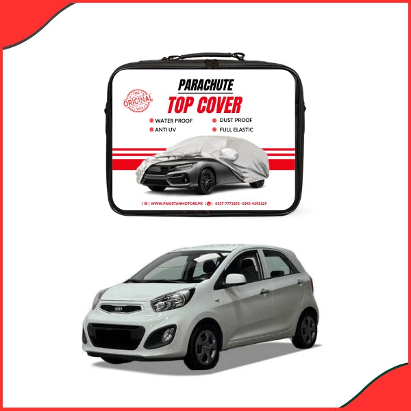 KIA Picanto Water Resistant Parachute Top Cover fitted on compact city car - front view