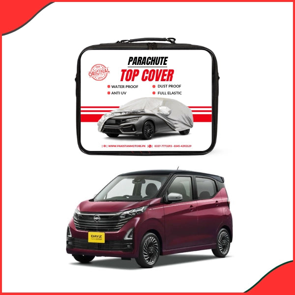Nissan Dayz Water Resistant Parachute Top Cover fitted on car - front view