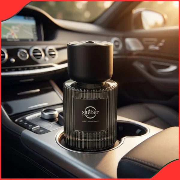 Siteber Smart Car Air Freshener placed neatly inside a car center console cup holder