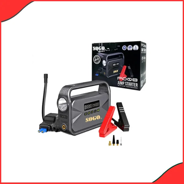 Sogo P008 4-in-1 Portable Car Jump Starter and Air Compressor with 10,000mAh Power Bank for emergency vehicle recovery in Pakistan