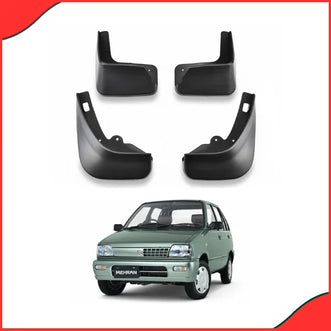 Suzuki Mehran 2012-2019 Black Mud Flaps 4 Pcs Custom Fit Installed View