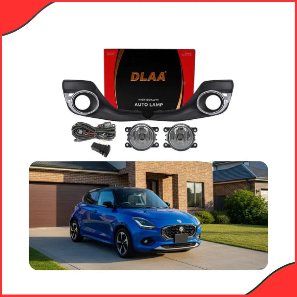 Installed view of DLAA SZ926E Chrome Fog Lights on a Suzuki Swift 2018 model