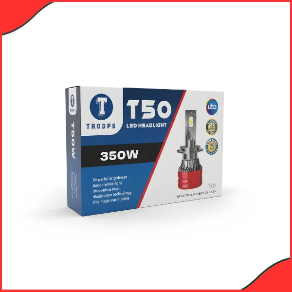 T50 High Power [H4,H11,9005] LED Headlight Bulb 350W with active cooling fan