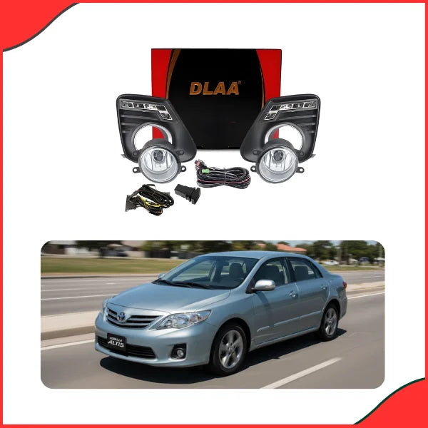 Installed view of DLAA TY472 L2 LED Fog Lights on a 2011 Toyota Corolla Altis.
