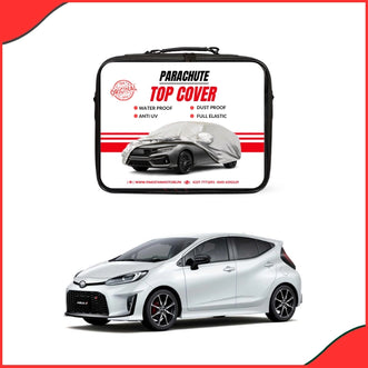Toyota Aqua Water Resistant Parachute Top Cover fitted on car - front view