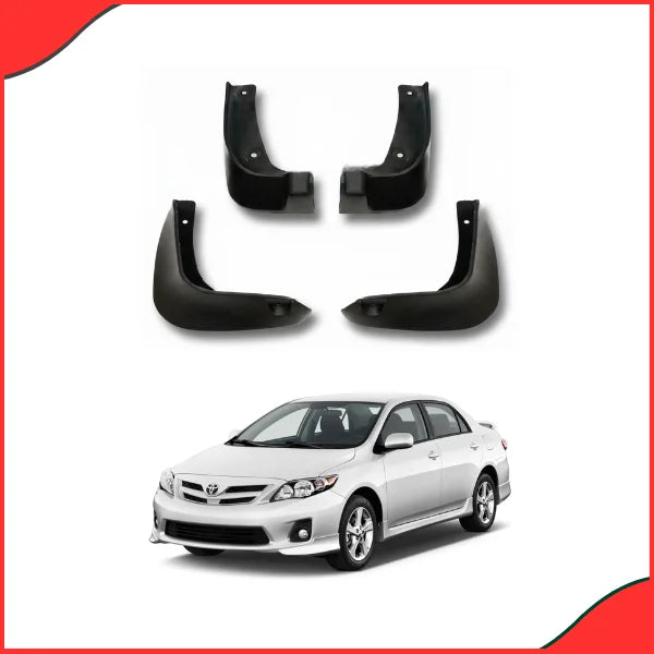 Toyota Corolla 2008-2012 Black Mud Flaps 4 Pcs Custom Fit Installed View