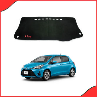 Comparison image showing the texture difference between the Carpet and Velvet dashboard mats for the Toyota Vitz (2014-2017).