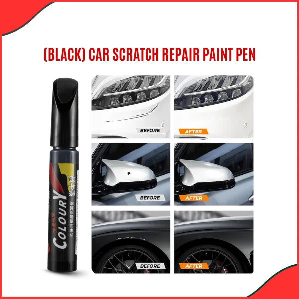 High-Gloss Waterproof Black Car Scratch Fix Pen Applied on a Scratch for Instant Paint Restoration